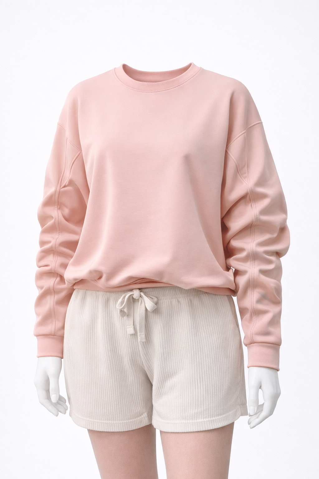 Pullover mit Raffung am Bund und Ärmeln